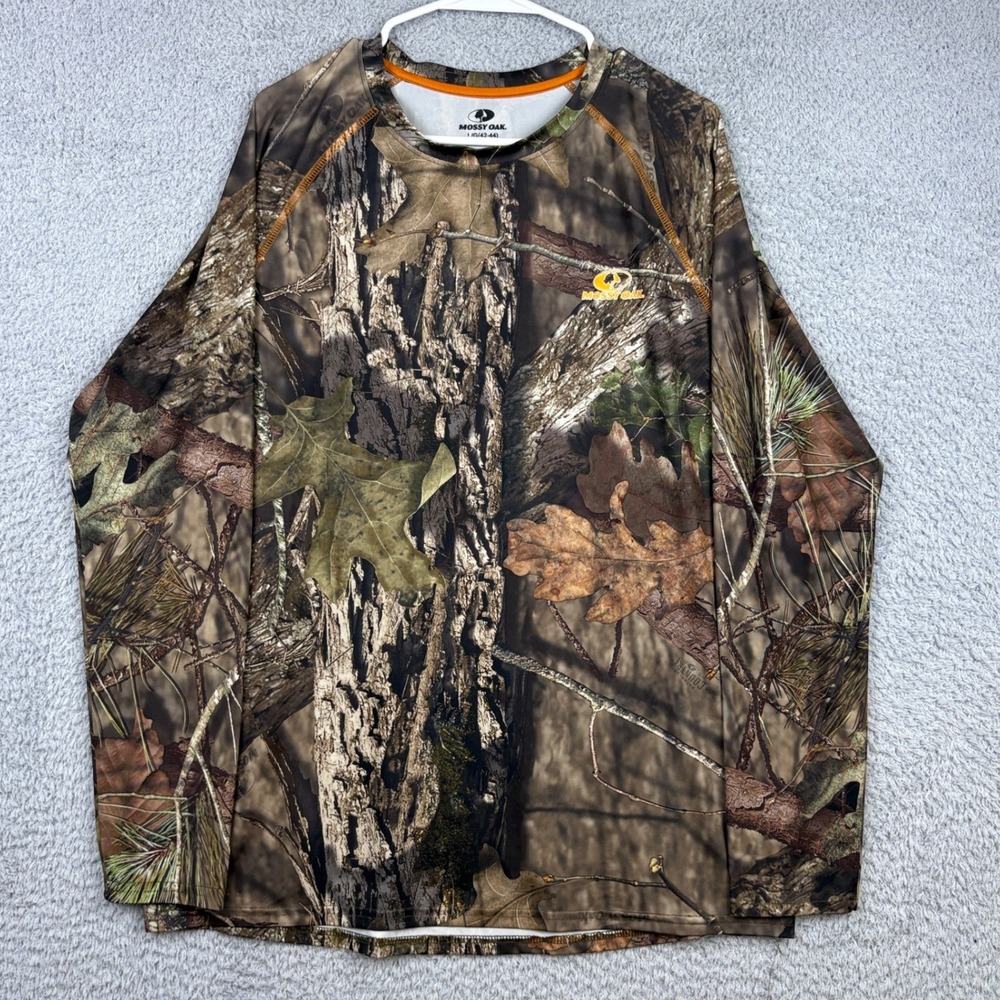 Mossy Oak Shirt Mens Large Brown Camo Long Sleeve Performance Hunting Fishing